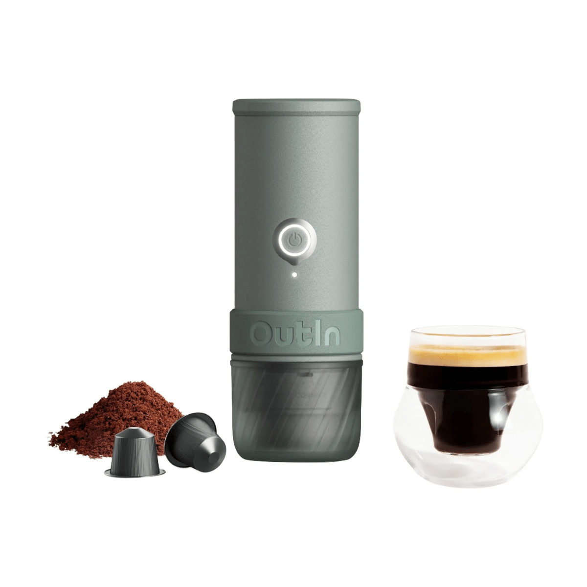 OutIn Mino Portable Electric Espresso Machine, Canyon Green