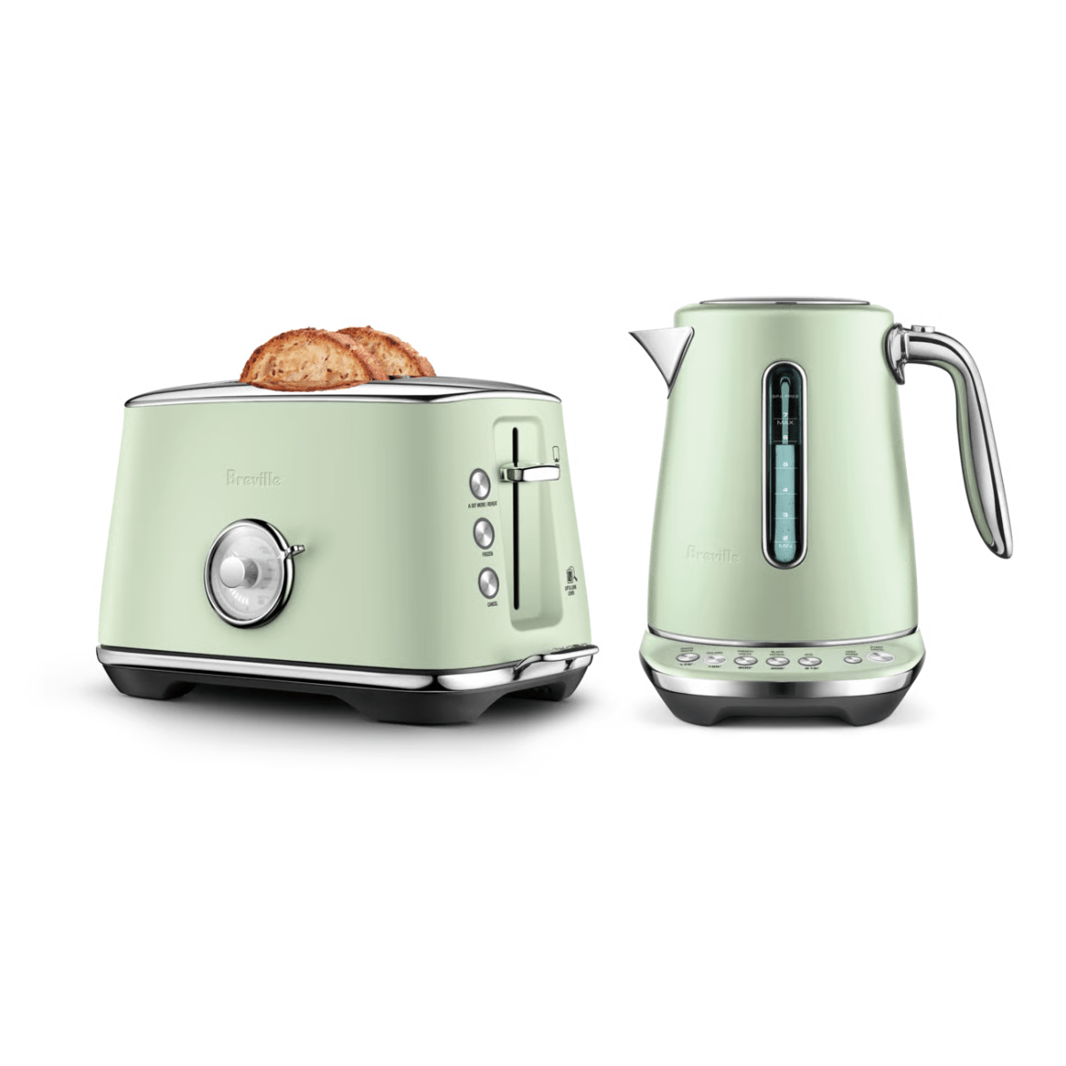 Breville The Smart Luxe Duo Toaster & Kettle, Frosted Sage