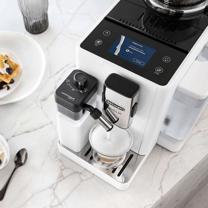 Delonghi Rivelia Automatic Espresso Machine with LatteCrema, White 