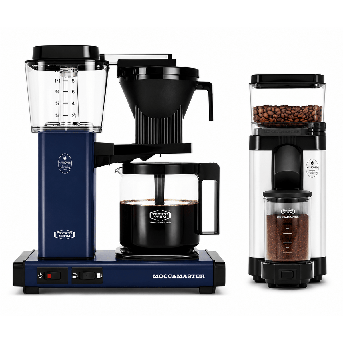 Moccamaster KBGV Select Coffee Maker, Midnight Blue & KM 5 Grinder