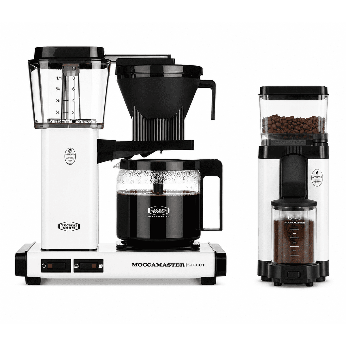 Moccamaster KBGV Select Coffee Maker, Off White & KM5 Grinder White