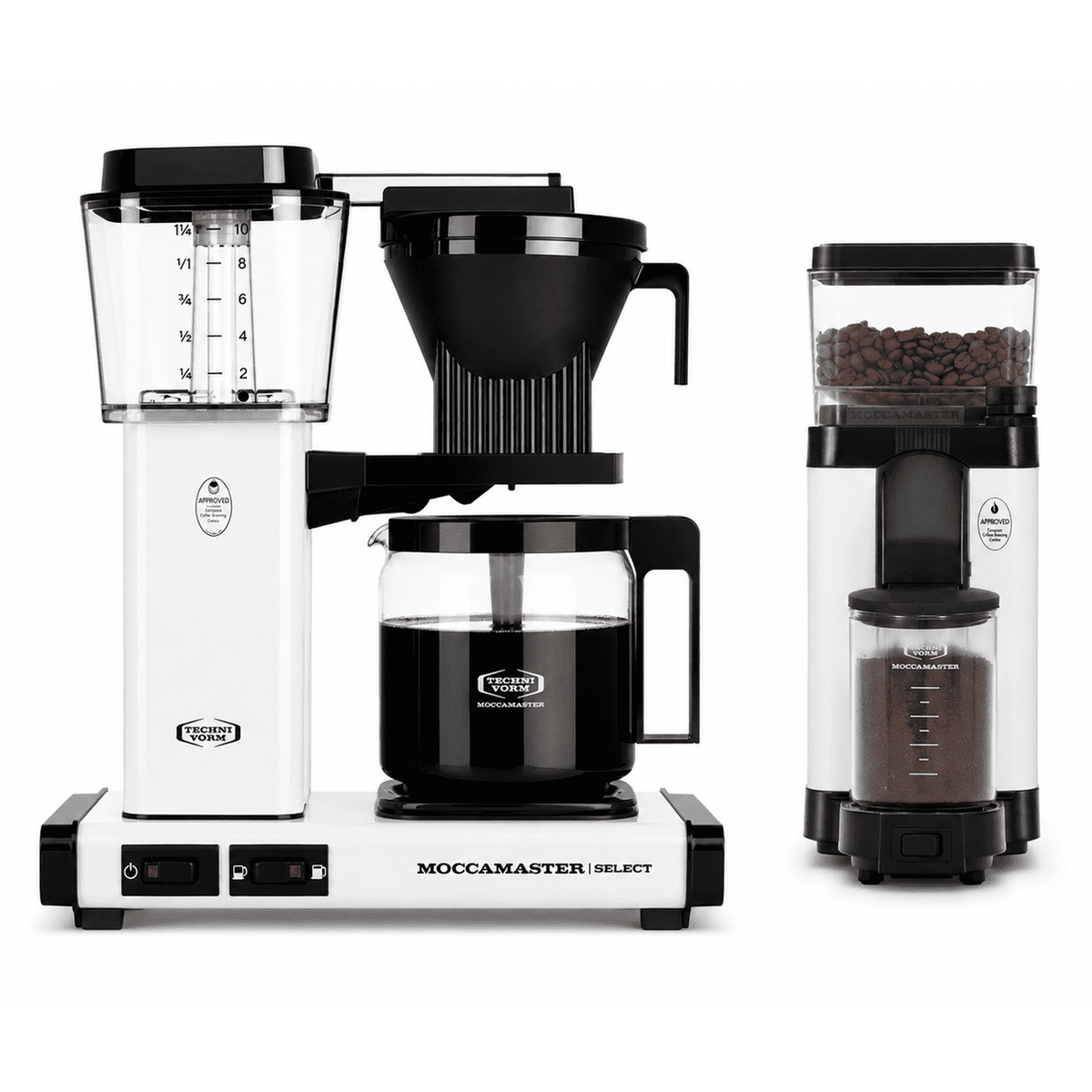 Moccamaster KBGV Select Matte White and KM5 Grinder Matte White