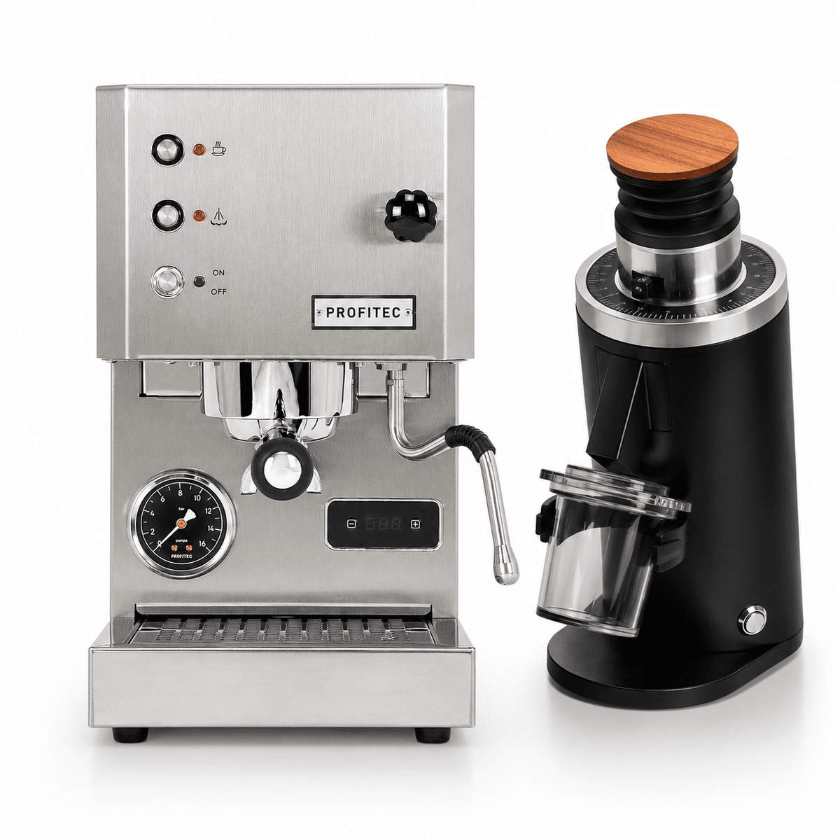 Profitec Go Silver and Turin DF54 Grinder
