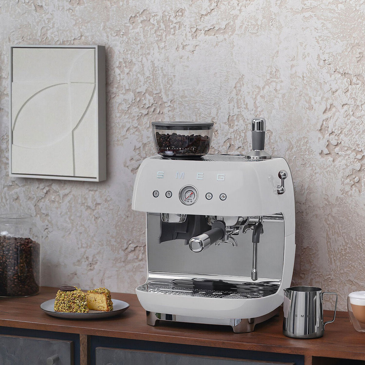 SMEG Manual Espresso Machine, White #EGF03WHEU