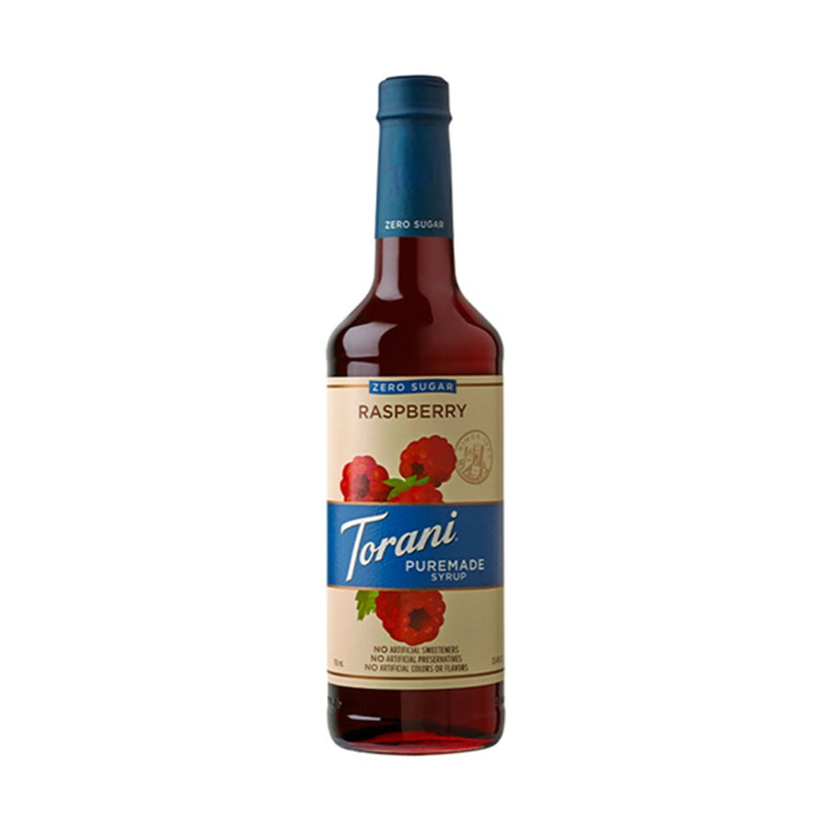 Torani Puremade Zero Sugar Raspberry Syrup, 750ml Glass Bottle